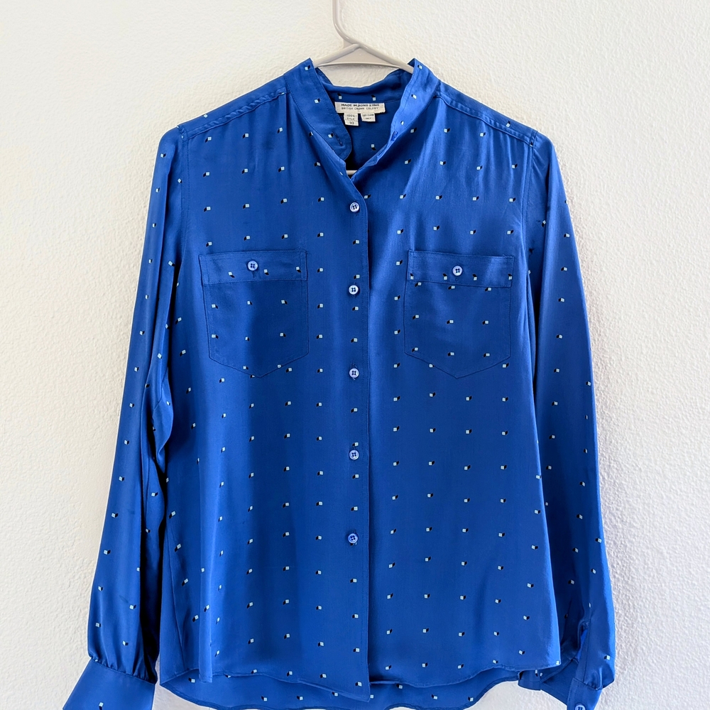 Blue Women's Top with Button Detailing
